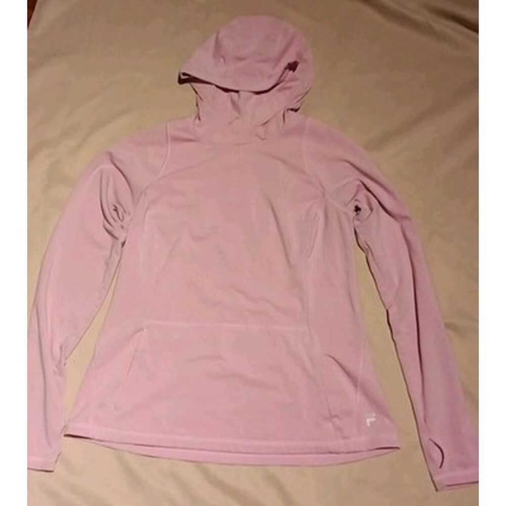 FILA Sport Lightweight Pink Large Hooded Longsleeve Shirt With Thumb Holes